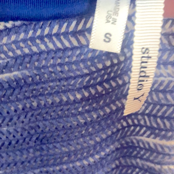 Studio Y Dolman style knit top, sheer, blue and white.  NWOT, size small. - Picture 2 of 4